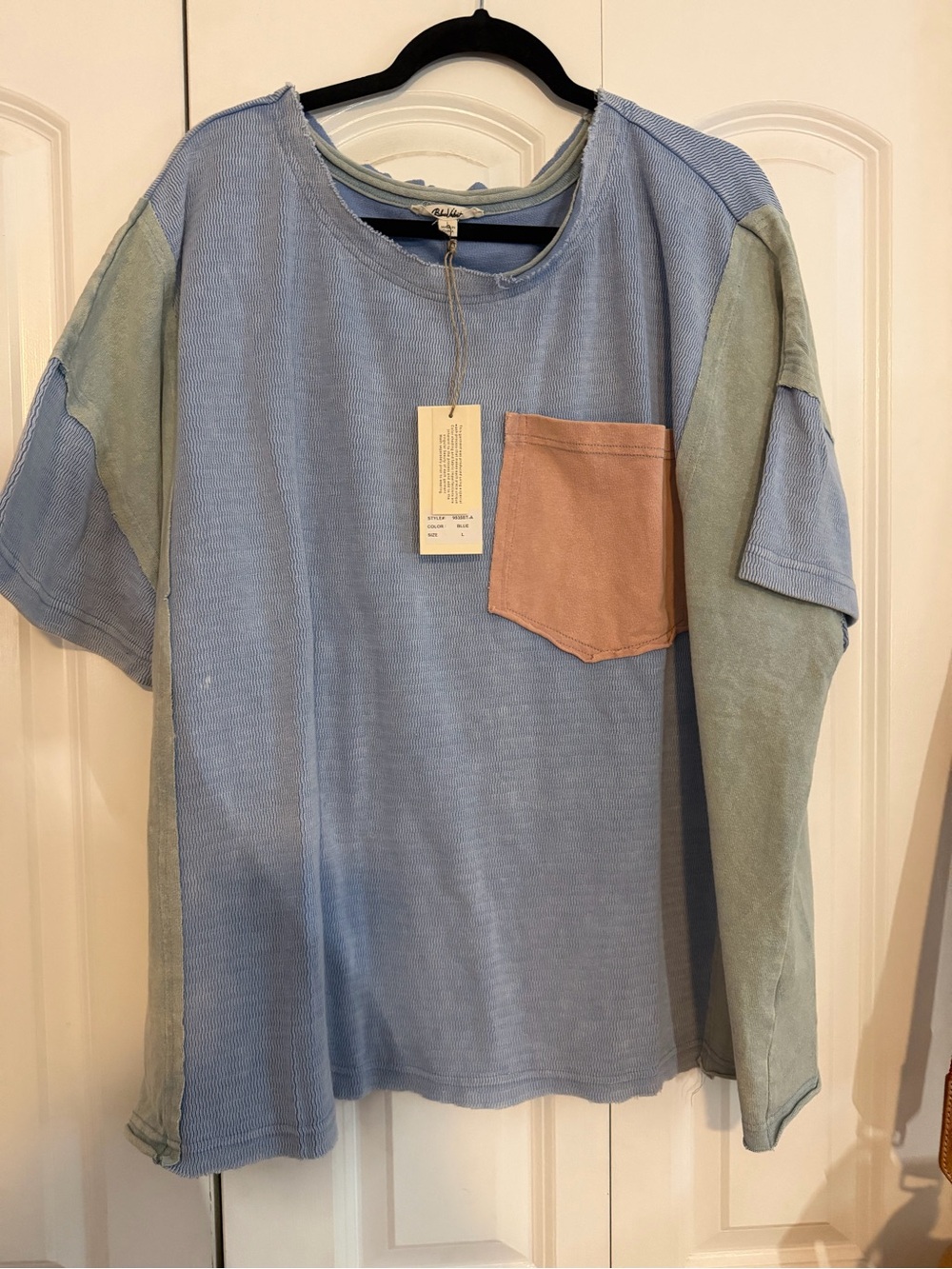 Blue Velvet Color block Peace Oversized Top